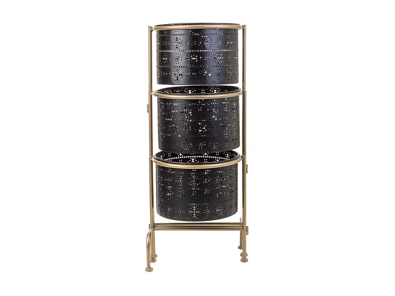 Metallständer mit 3 schwarzen Metallpflanzgefäßen 80x26x68