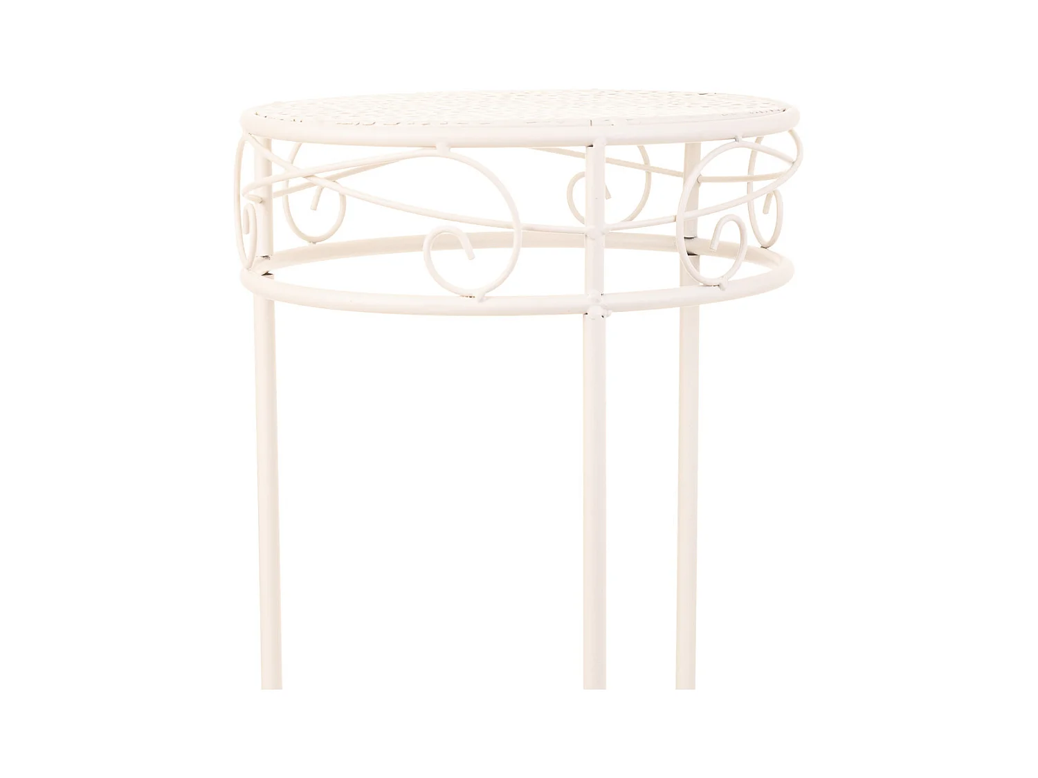 Conjunto de 3 suportes para vasos de flores em ferro forjado branco 30x30x70h-25x25x60h-20x20x50h cm