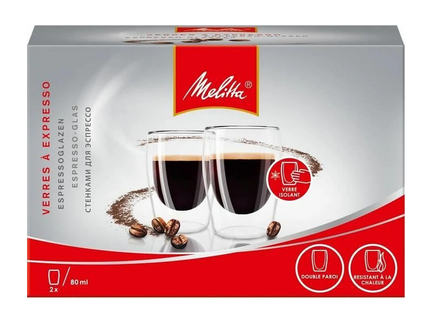 2 verres pour café Expresso 80 ml transparent