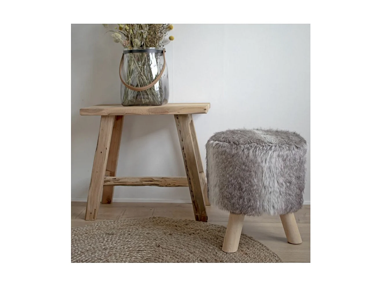 Banc + Tabouret en teck BARCELONA 50/ 90 cm