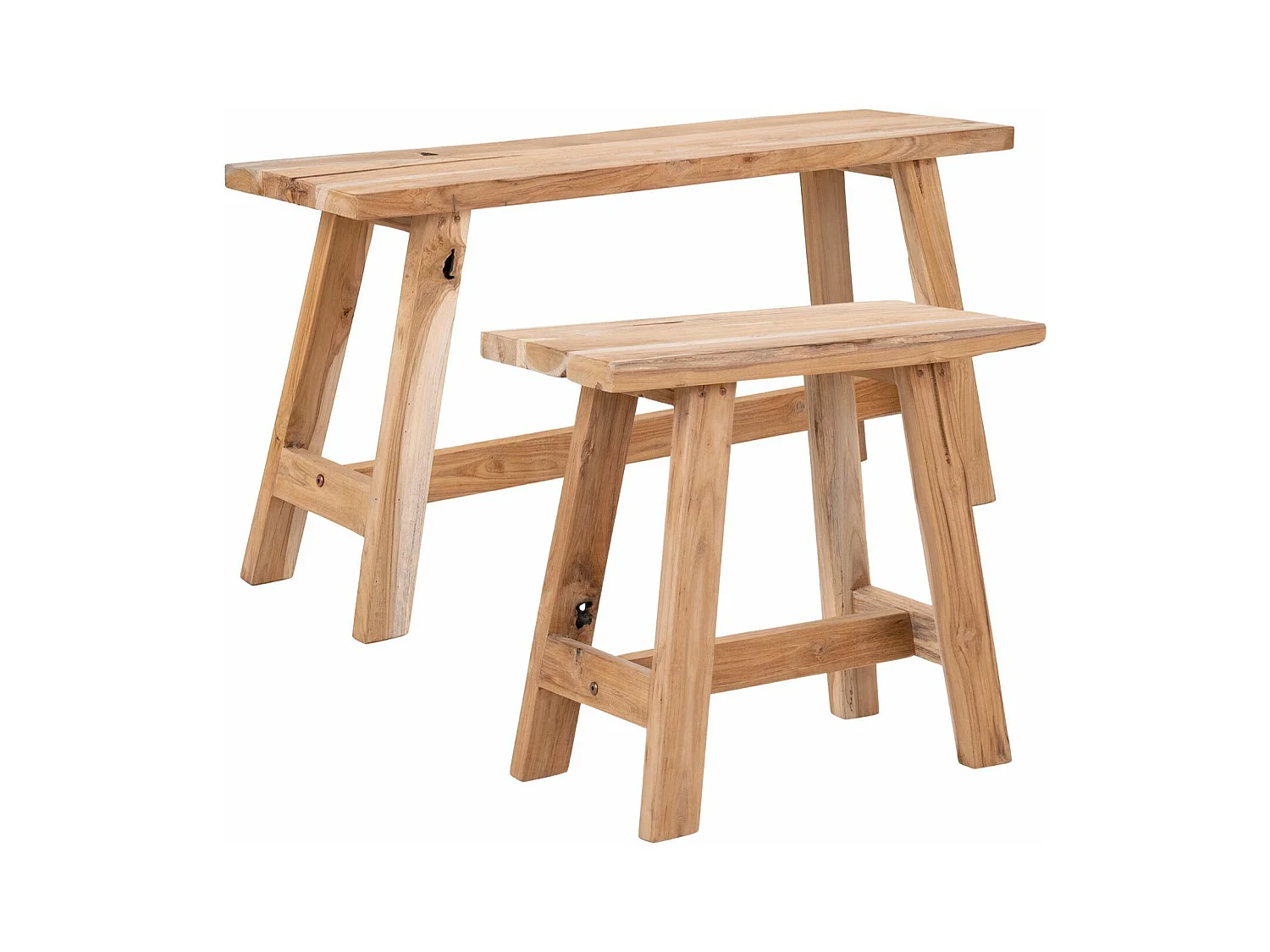 Banc + Tabouret en teck BARCELONA 50/ 90 cm