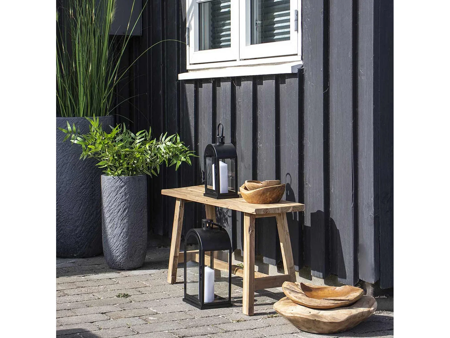 Banc + Tabouret en teck BARCELONA 50/ 90 cm