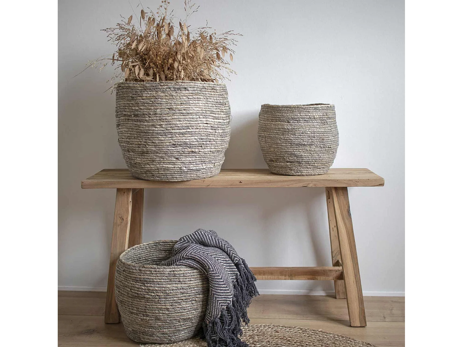 Banc + Tabouret en teck BARCELONA 50/ 90 cm