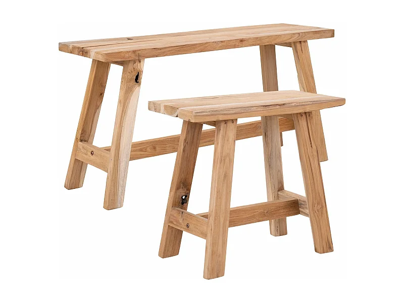 Banc + Tabouret en teck BARCELONA 50/ 90 cm