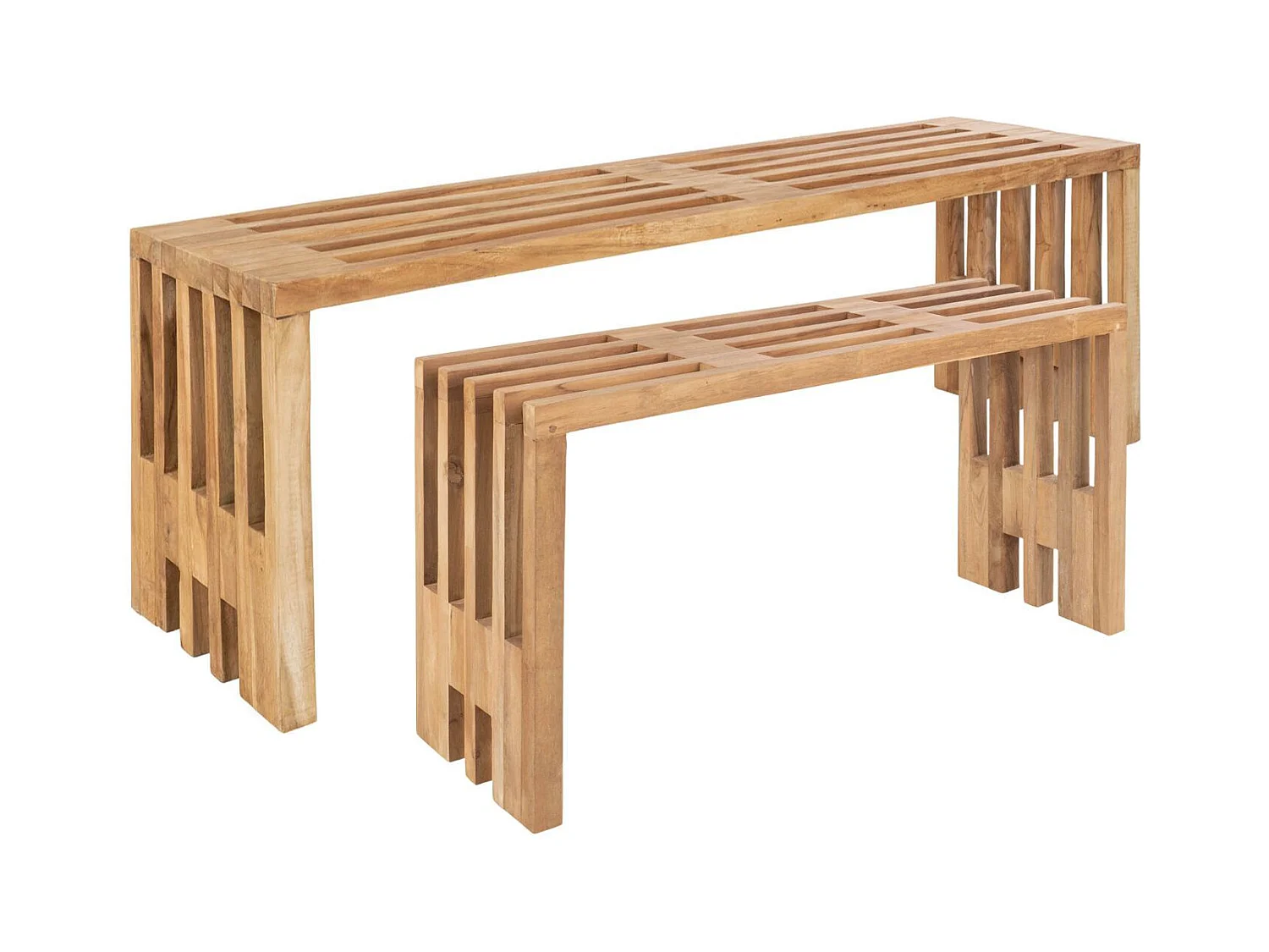 2 Bancs en teck BENIDORM 90/140 cm