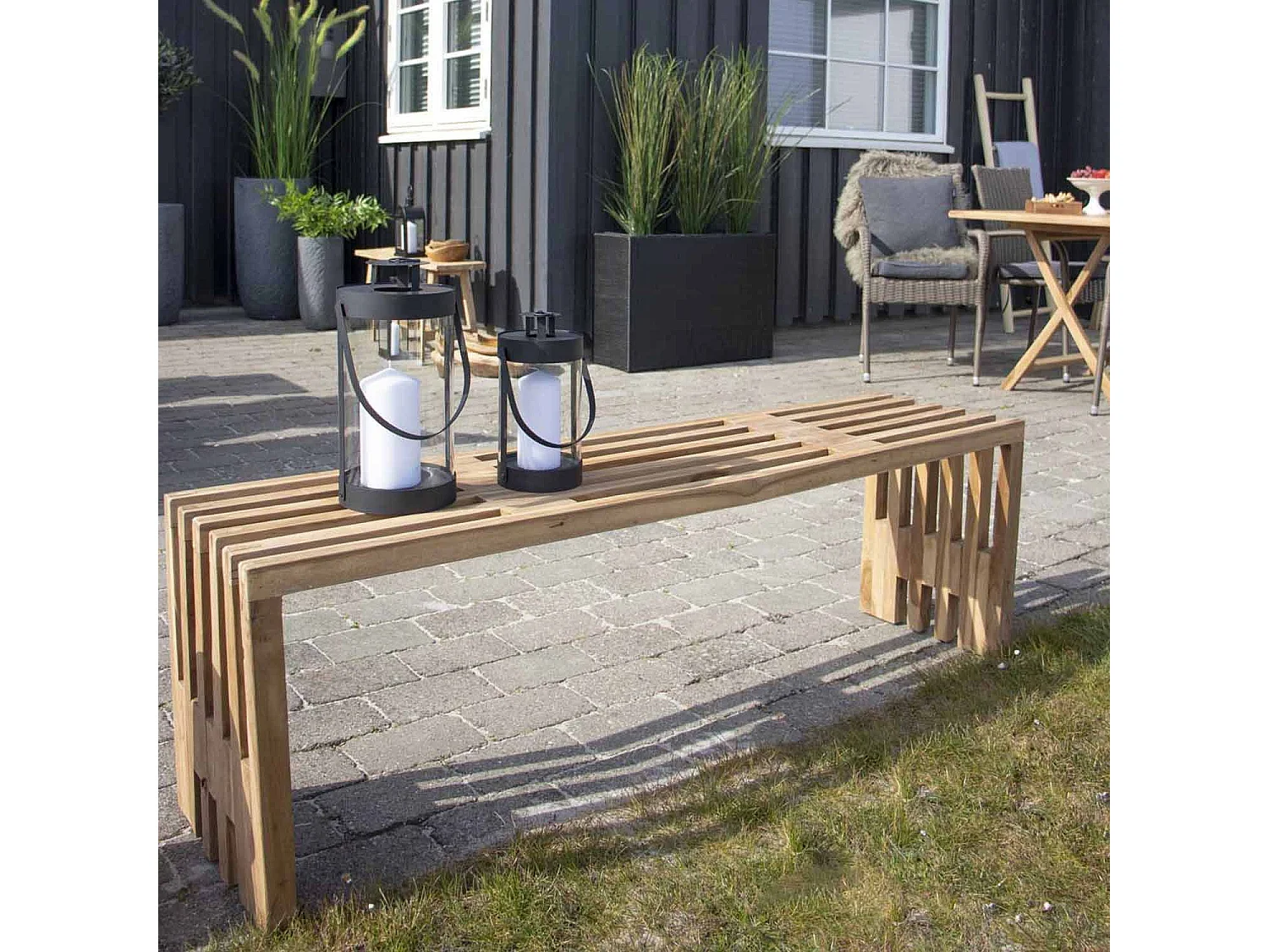 2 Bancs en teck BENIDORM 90/140 cm