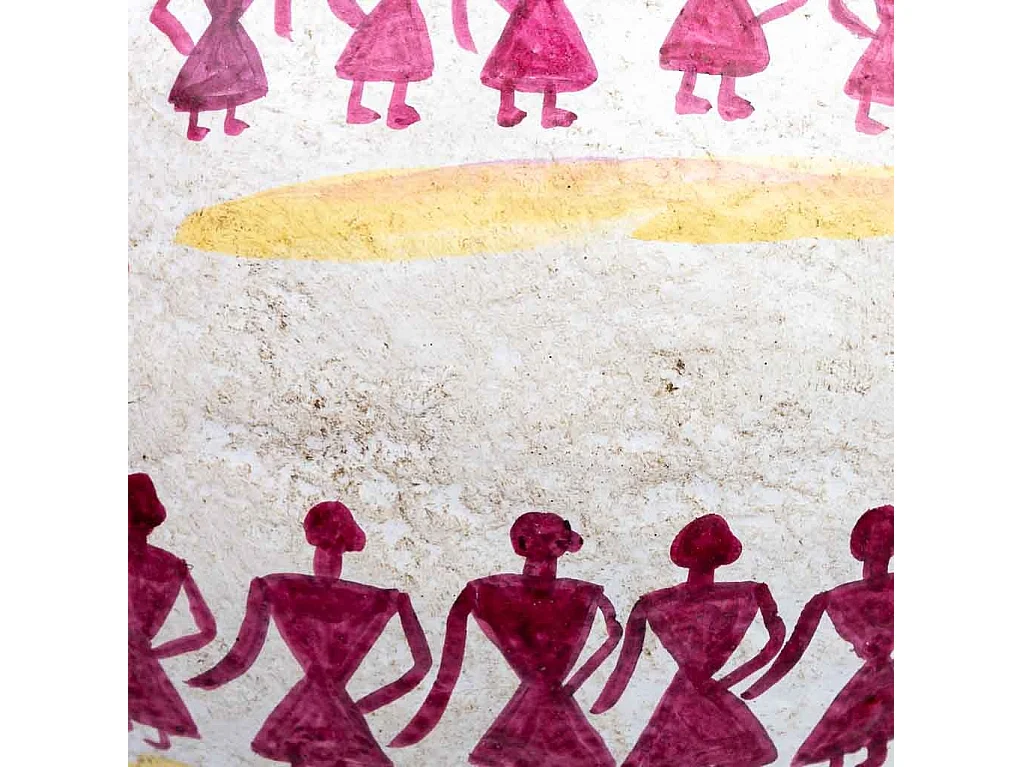 Vaso in cartapesta bianco dipinto a mano 37x37x40h cm