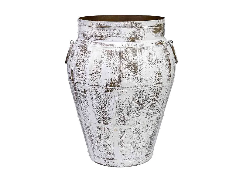 Vase en métal blanc antique 45x45x60h cm