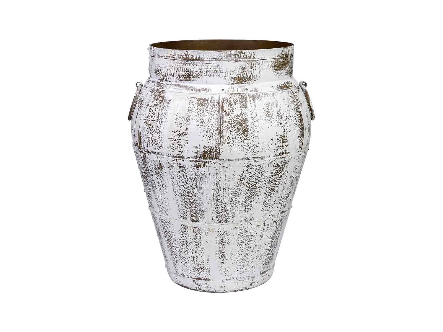 Vase en métal blanc antique 45x45x60h cm