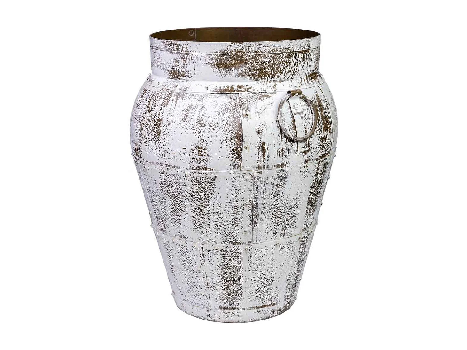 Vase en métal blanc antique 45x45x60h cm