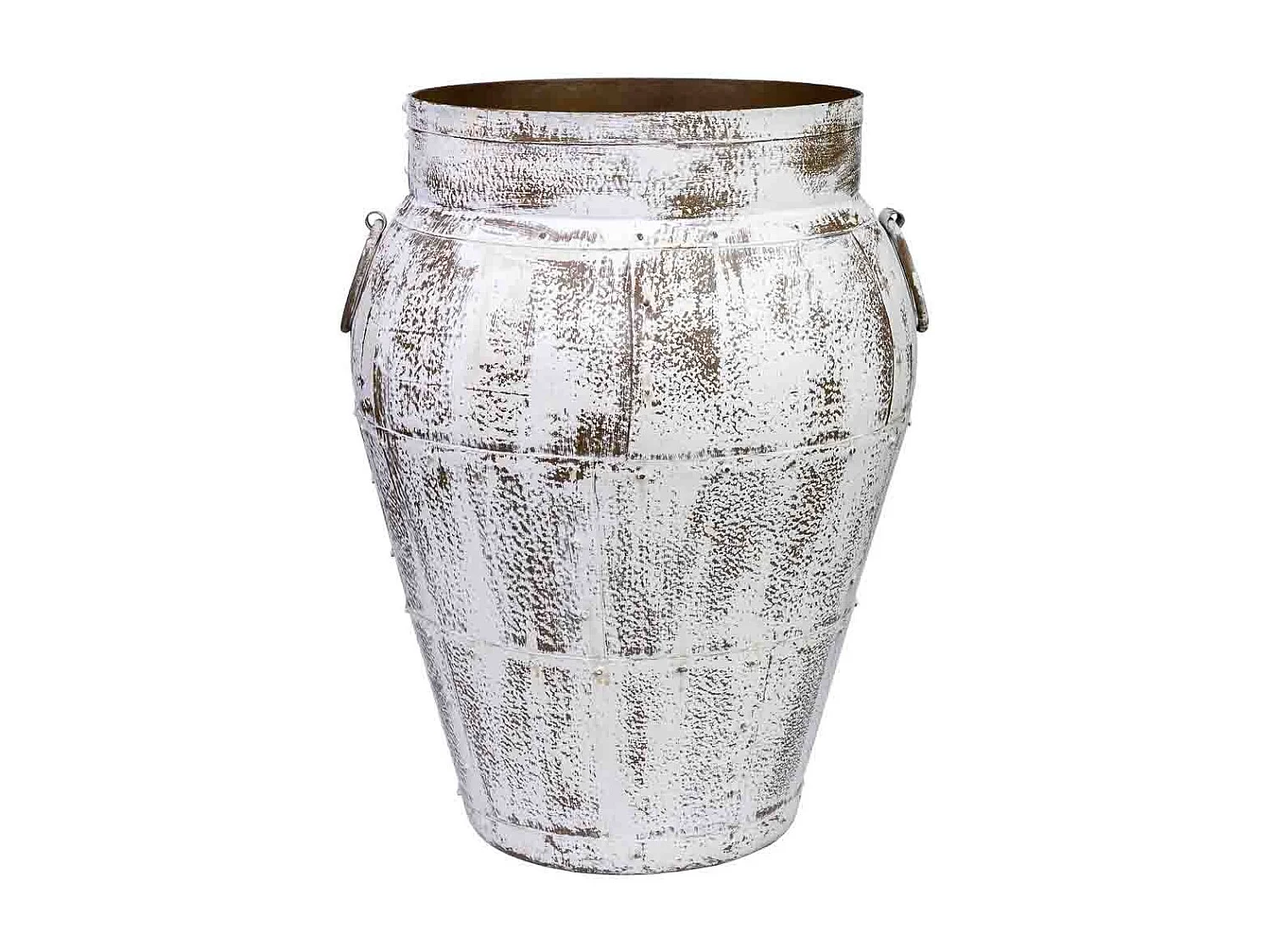 Vase aus Metall gealtert weiß 45x45x60h cm