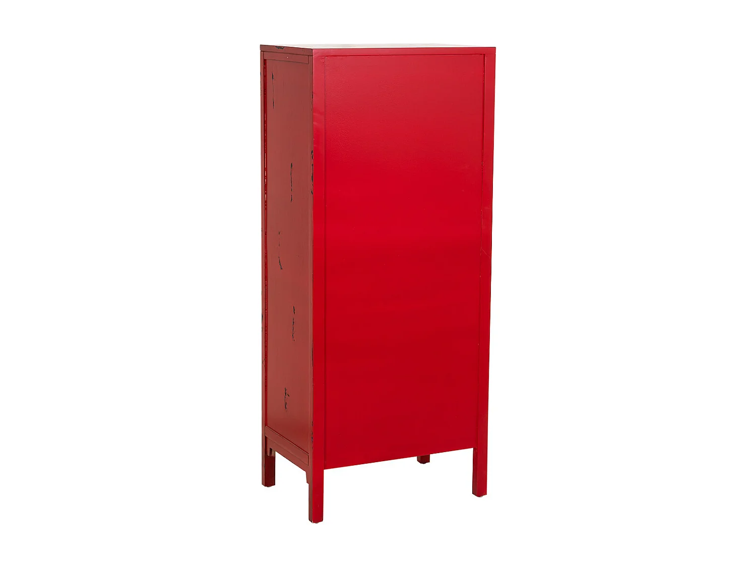 Mobiletto in legno con 4 cassetti e 2 ante rosso 60x40x140h cm