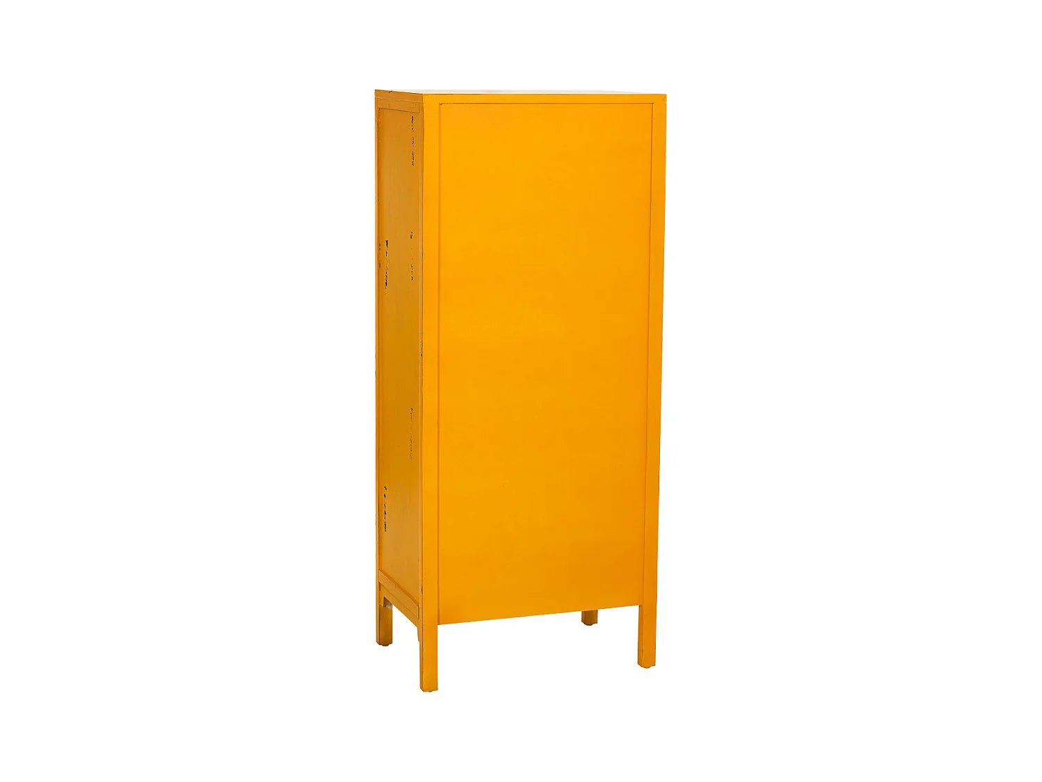Armoire en bois avec 4 tiroirs et 2 portes jaune 60x40x140h cm
