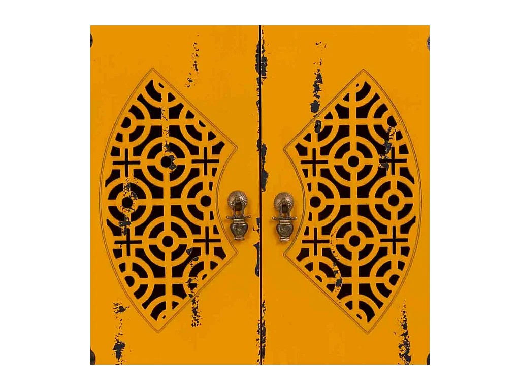Armoire en bois avec 4 tiroirs et 2 portes jaune 60x40x140h cm