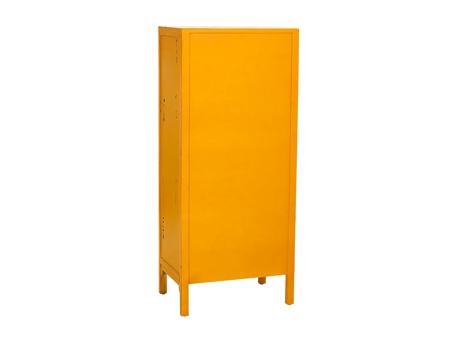 Armário em madeira com 4 gavetas e 2 portas, amarelo, 60x40x140h cm