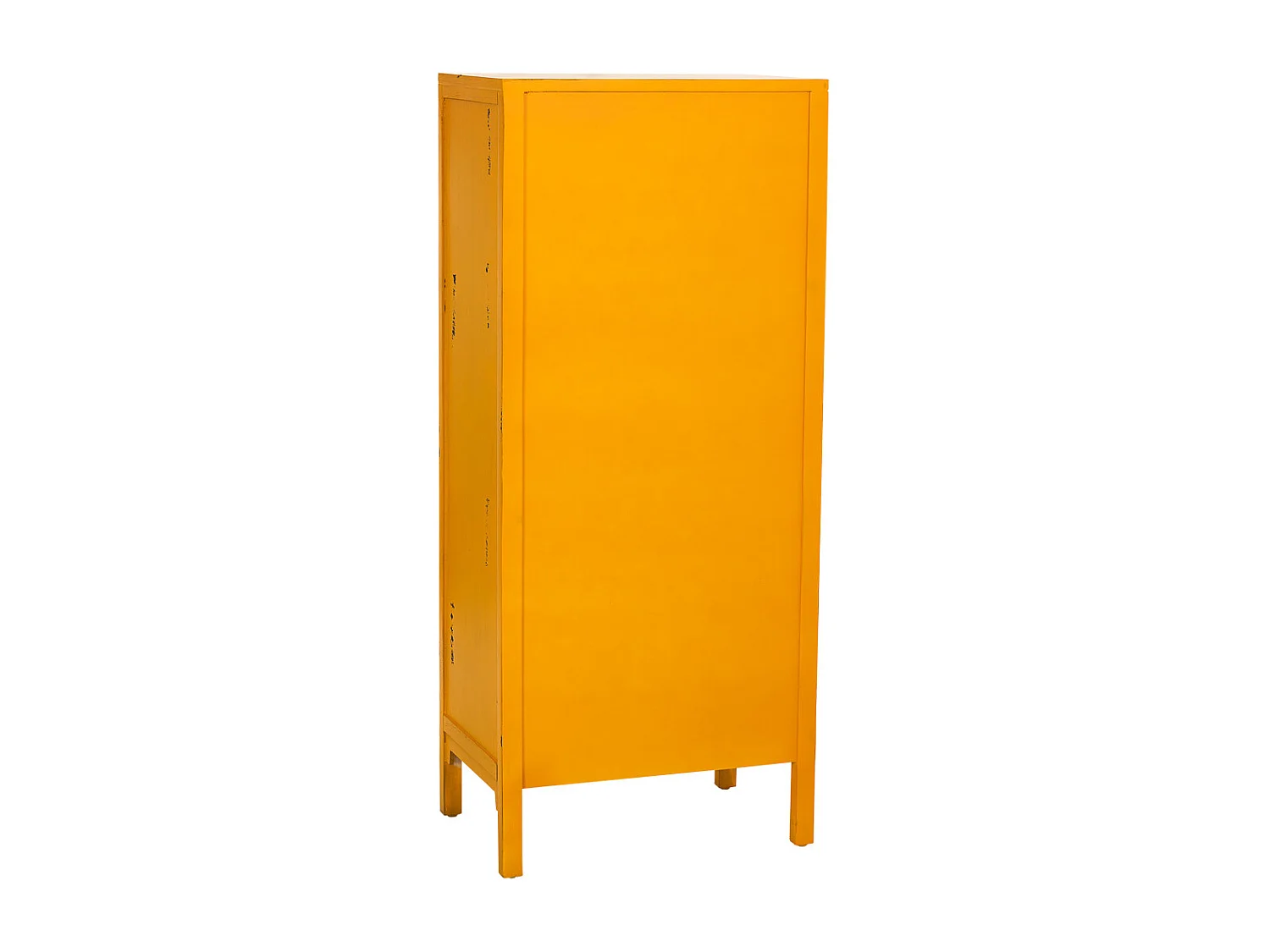 Holzkleiderschrank mit 4 Schubladen und 2 Türen, Gelb, 60x40x140H cm