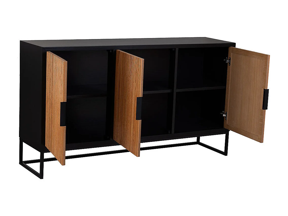 Aparador 3 portas em madeira e metal 160x41,5x90h cm