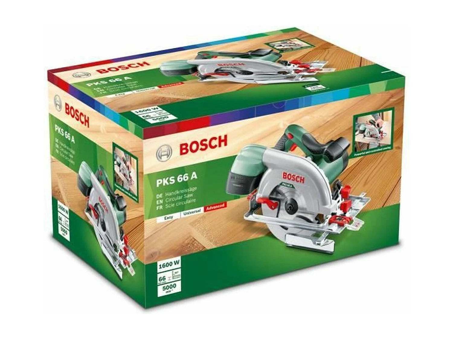Scie circulaire filaire Bosch - PKS 66 A (avec CleanSystem Box, Lame de scie et Butée parallèle)