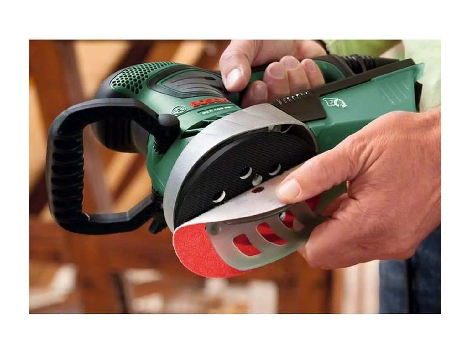 Ponceuse excentrique filaire Bosch - PEX 400 AE 350 W, avec coffret de rangement, 1 paper assistant, 1 papier abrasif G 80