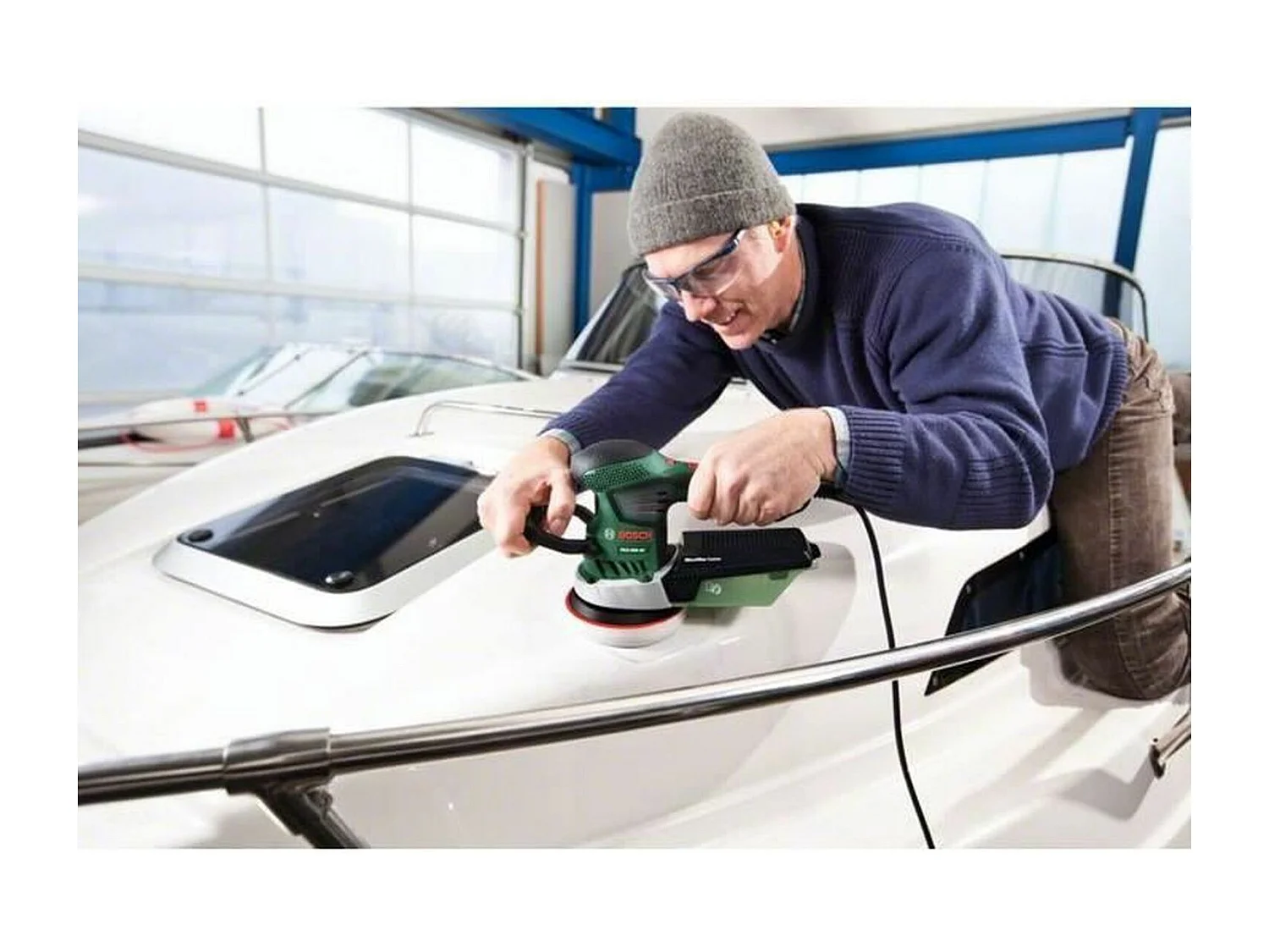 Ponceuse excentrique filaire Bosch - PEX 400 AE 350 W, avec coffret de rangement, 1 paper assistant, 1 papier abrasif G 80