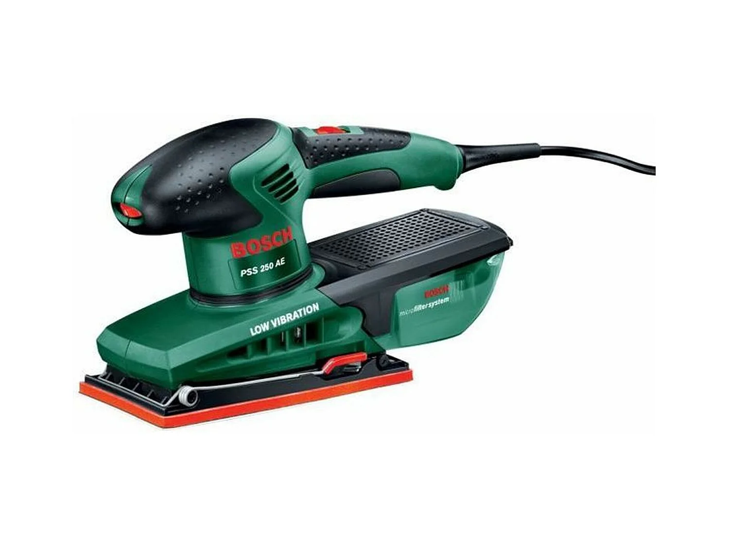 Ponceuse vibrante filaire Bosch PSS 250 AE 250W, coffret de rangement, disques abrasifs P80, P120, P180