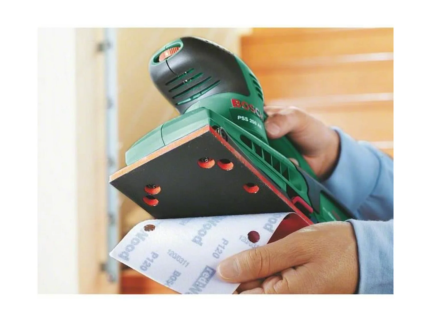 Ponceuse vibrante filaire Bosch PSS 250 AE 250W, coffret de rangement, disques abrasifs P80, P120, P180