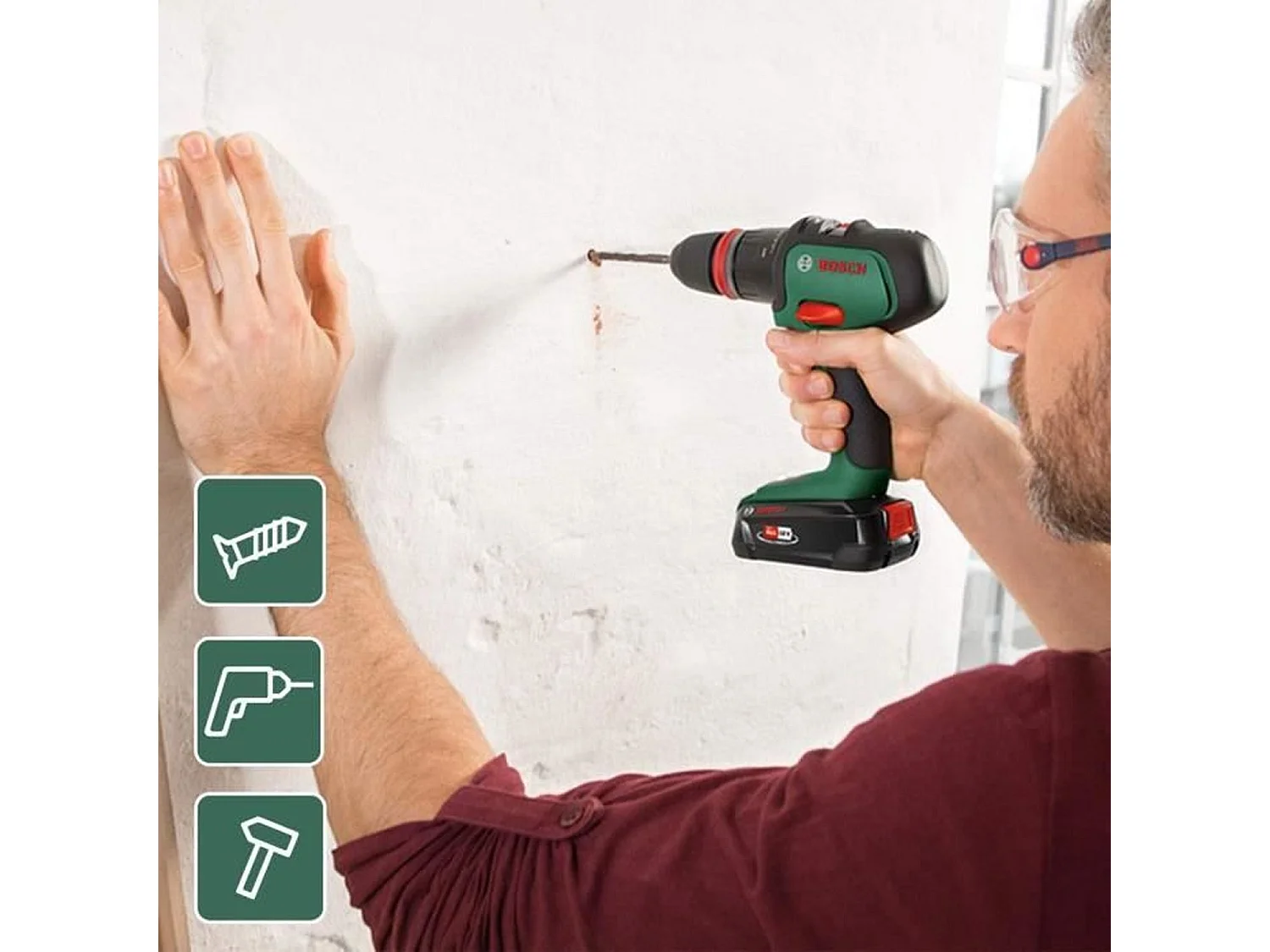 Trapano a percussione senza spazzole a batteria Bosch