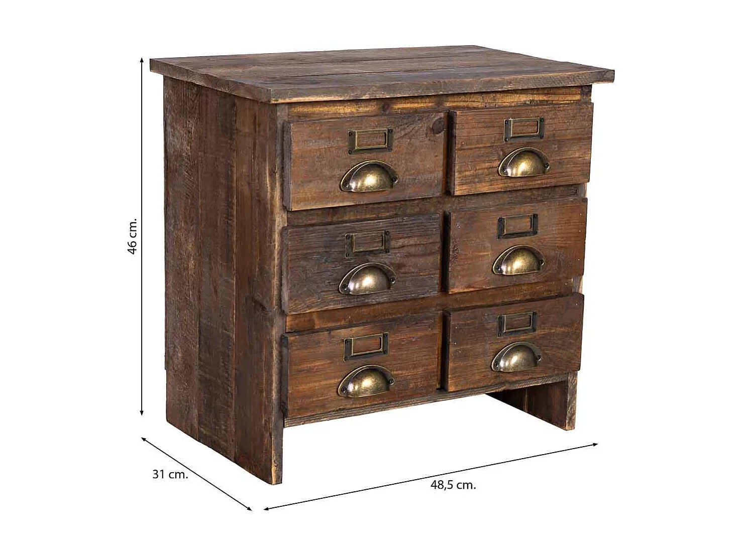 Mesa de cabeceira em madeira com 6 gavetas 48,5x31x46h cm