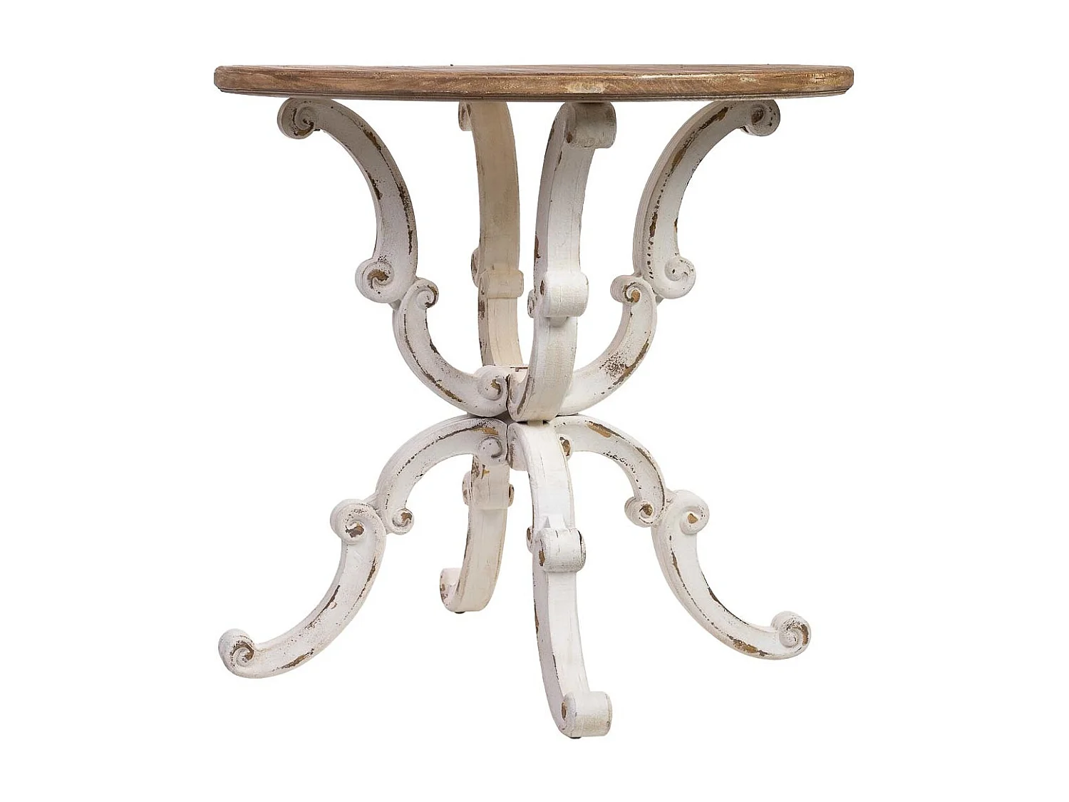 Table ronde en bois, finition vieillie D80x80x79h cm