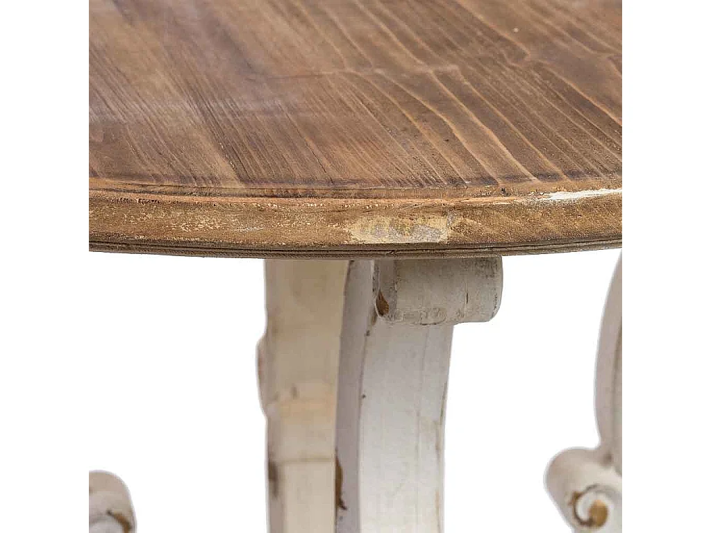 Table ronde en bois, finition vieillie D80x80x79h cm