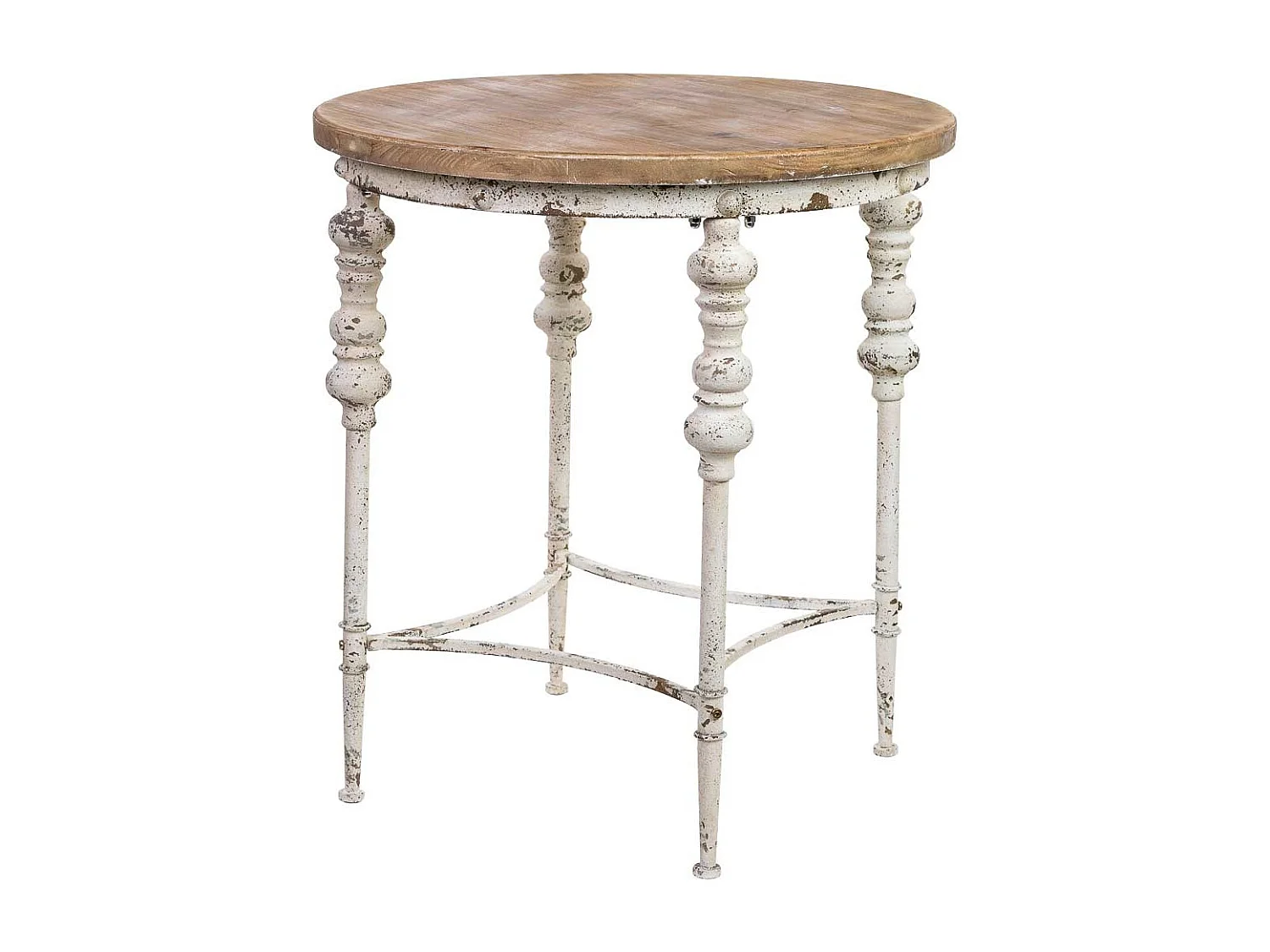 Mesa redonda de madera acabado envejecido 76x76X83h cm