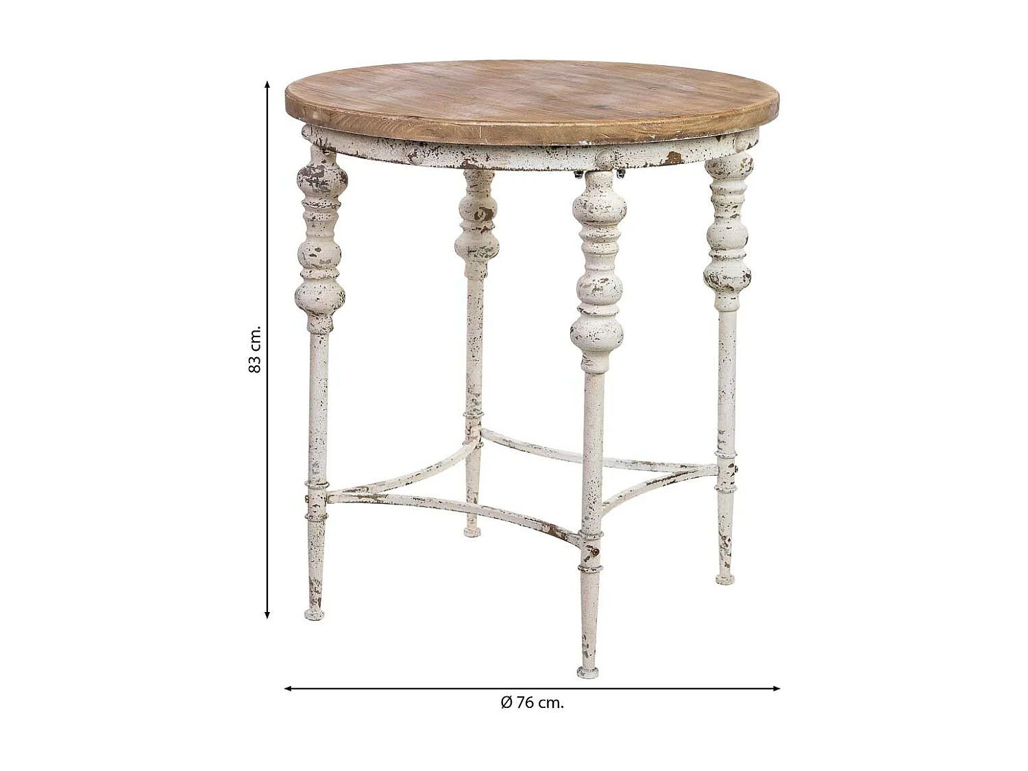Runder Holztisch im Vintage-Finish, 76x76x83H cm