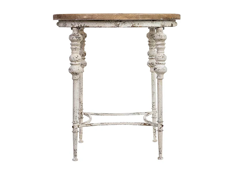 Mesa redonda de madeira acabamento envelhecido 76x76x83h cm