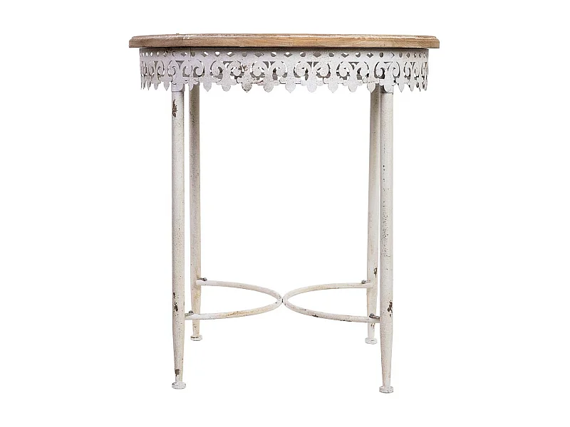 Table ronde en bois et métal finition vieillie 75x75x80h cm