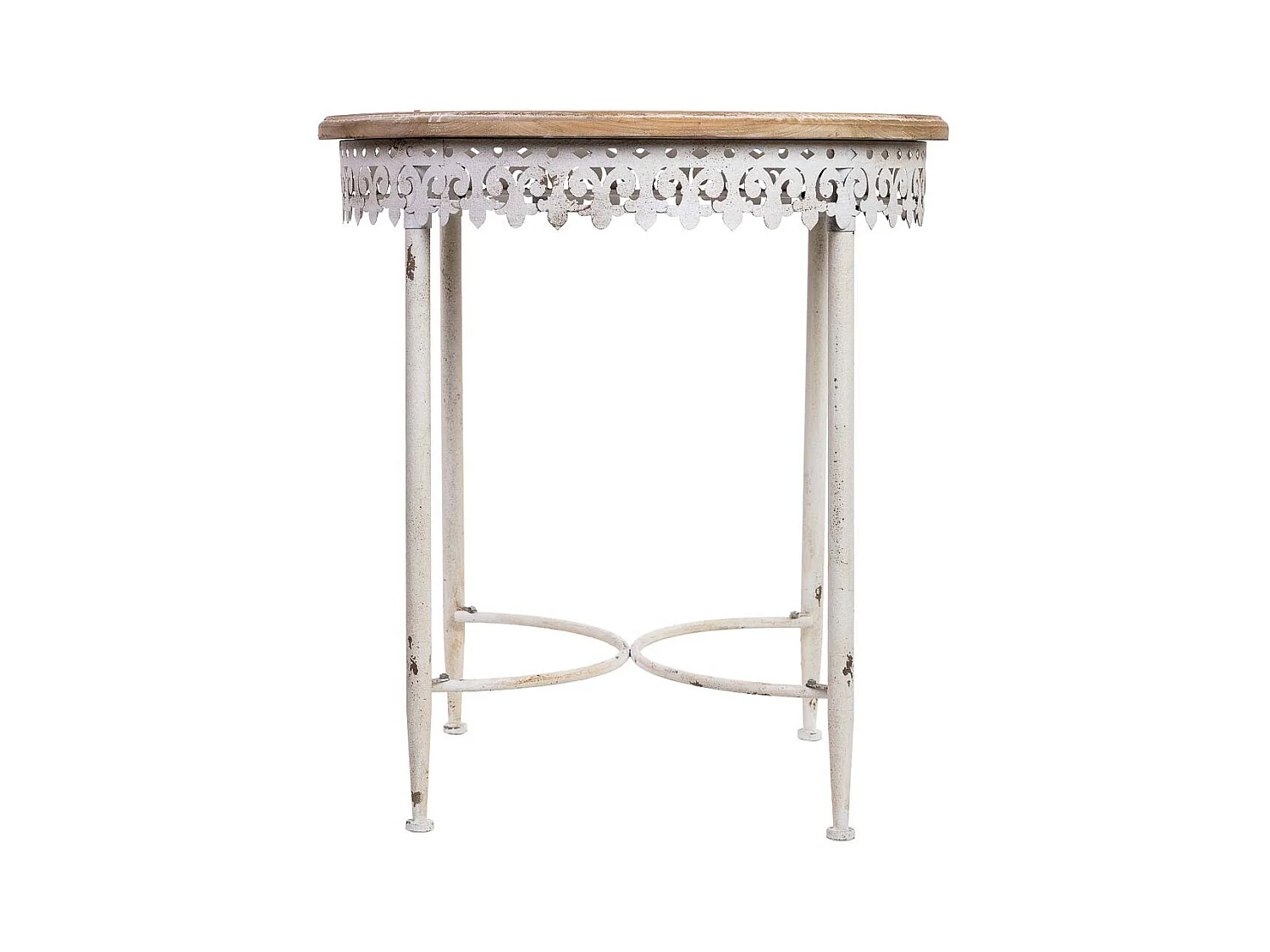 Table ronde en bois et métal finition vieillie 75x75x80h cm