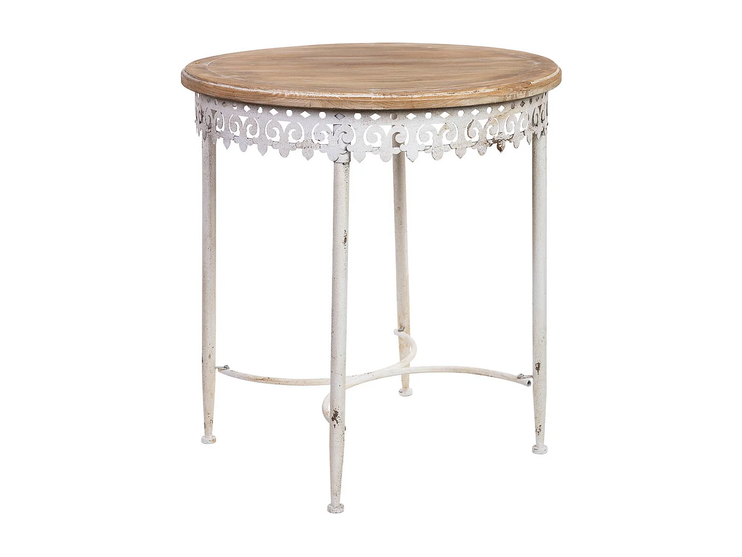 Table ronde en bois et métal finition vieillie 75x75x80h cm