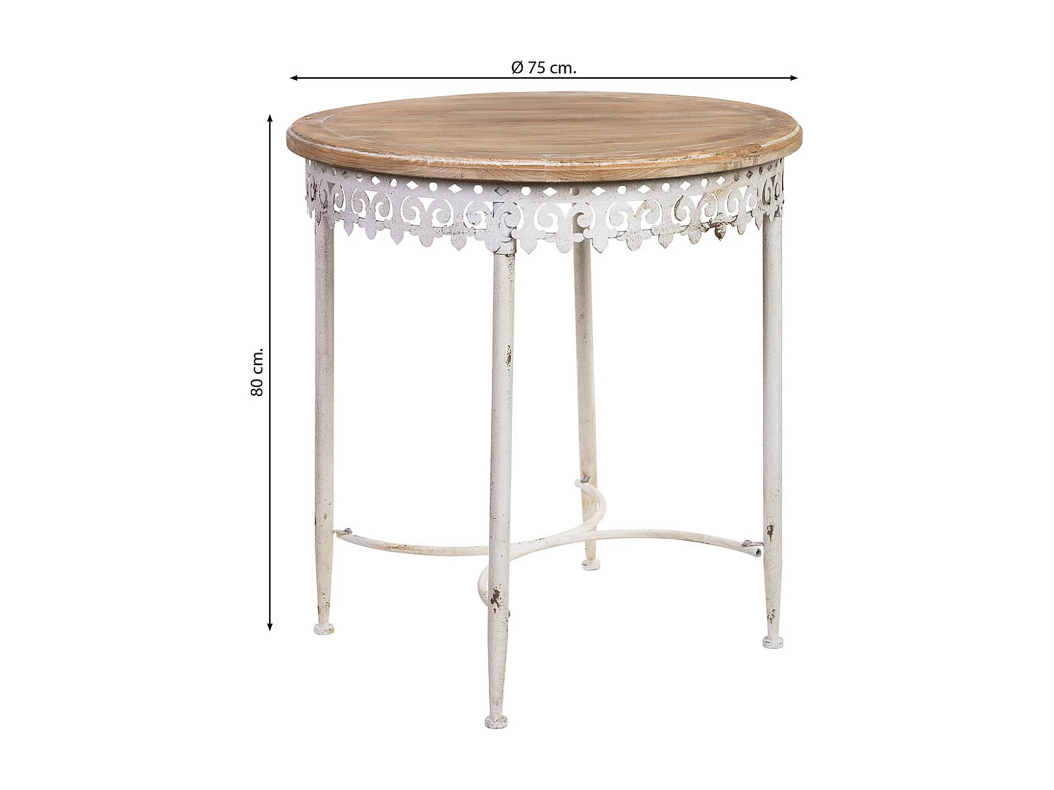 Table ronde en bois et métal finition vieillie 75x75x80h cm