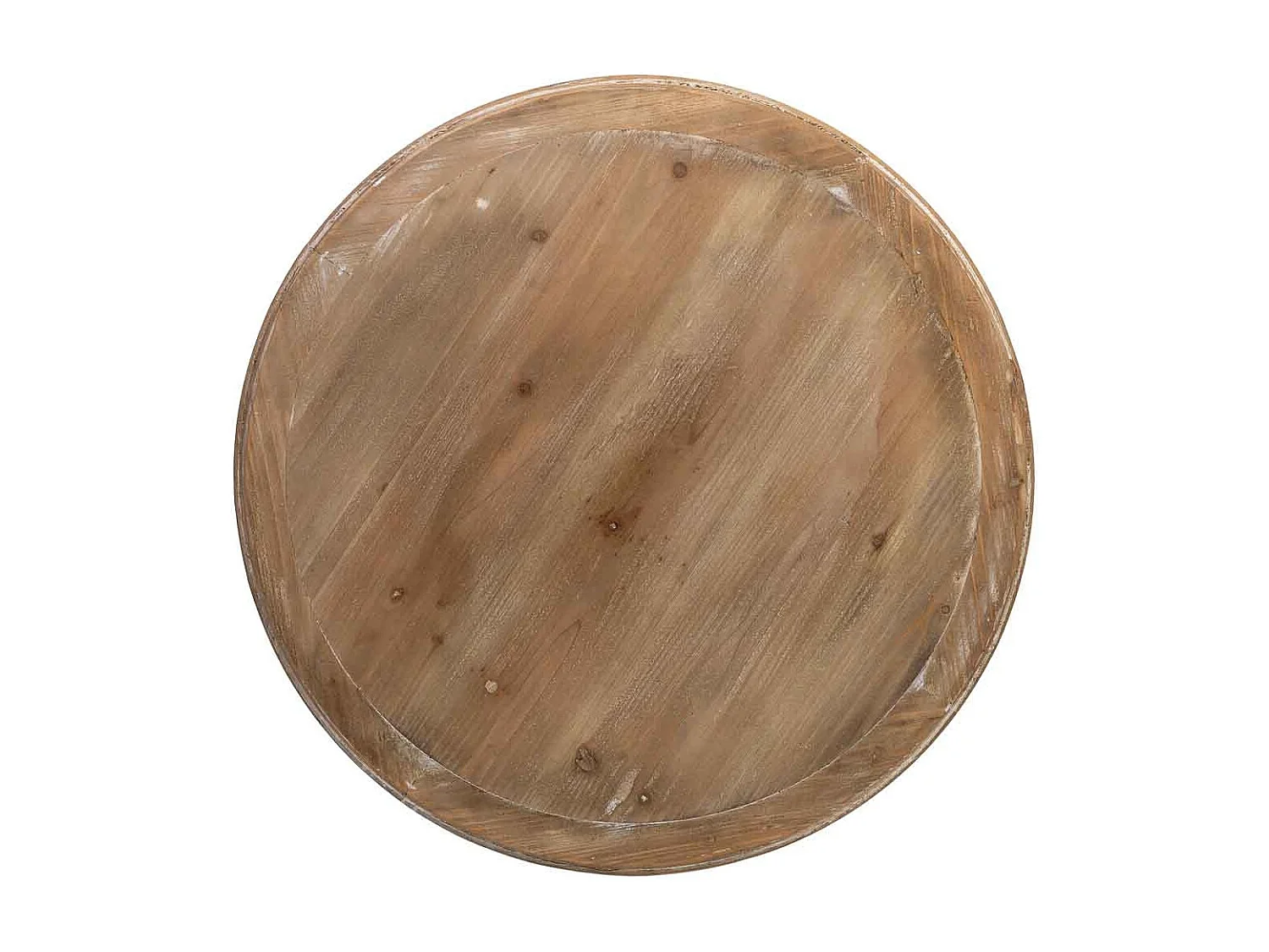 Runder Tisch aus Holz und Metall, gealtertes Finish, 75x75x80 cm