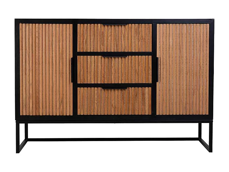 Buffet avec 3 tiroirs et 2 portes en bois et métal 120x40,5x81h cm