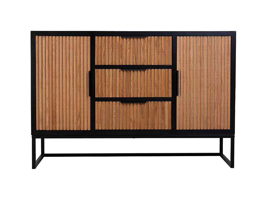Aparador com 3 gavetas e 2 portas em madeira e metal 120x40,5x81h cm
