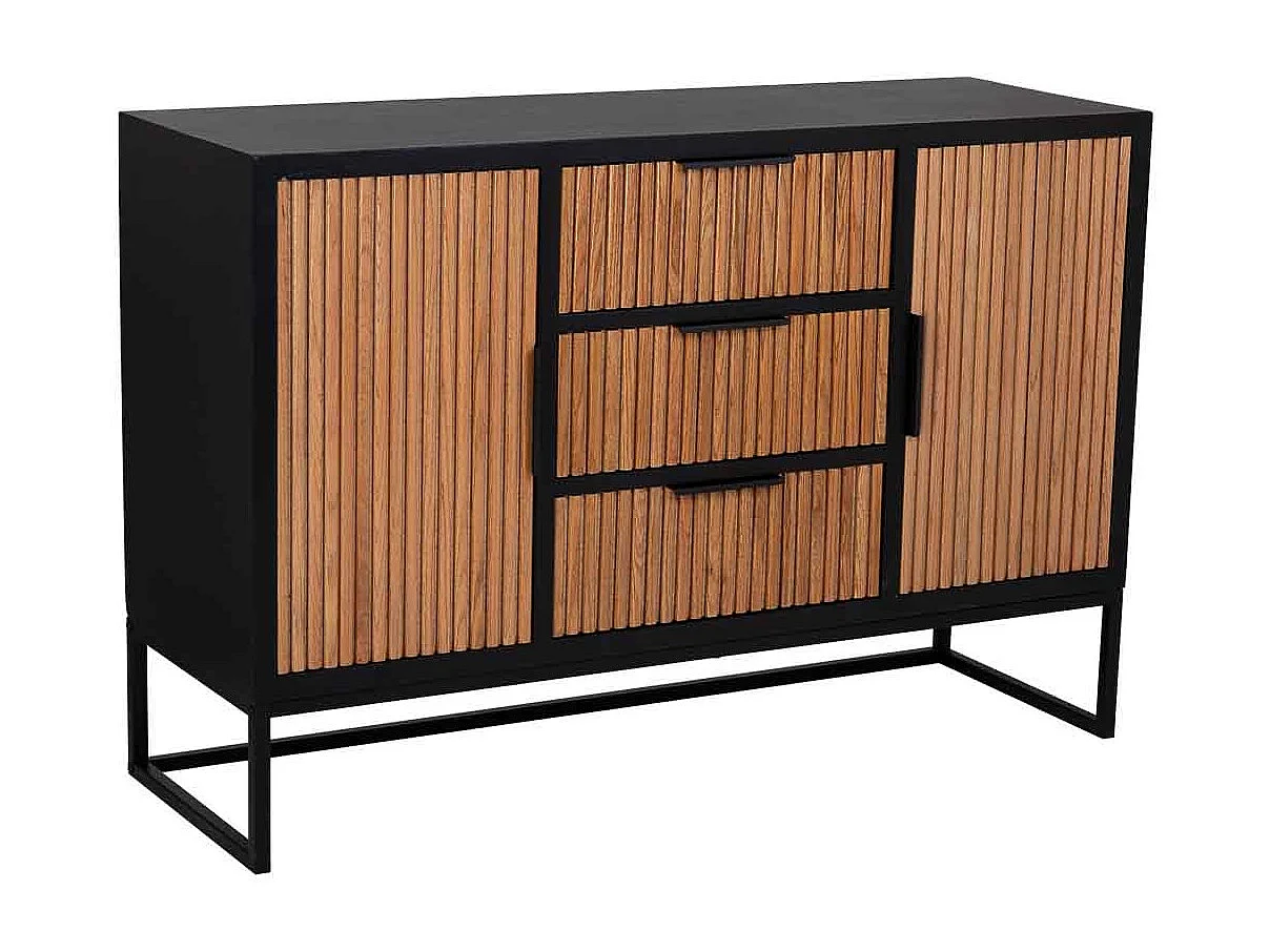 Aparador com 3 gavetas e 2 portas em madeira e metal 120x40,5x81h cm