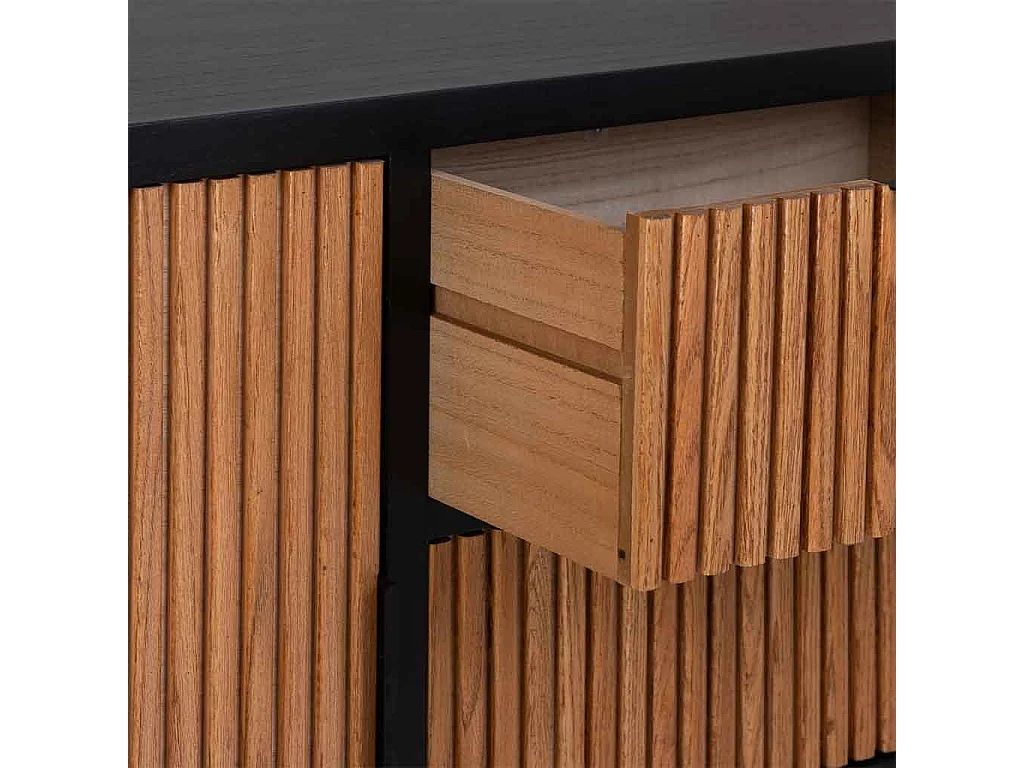 Aparador com 3 gavetas e 2 portas em madeira e metal 120x40,5x81h cm