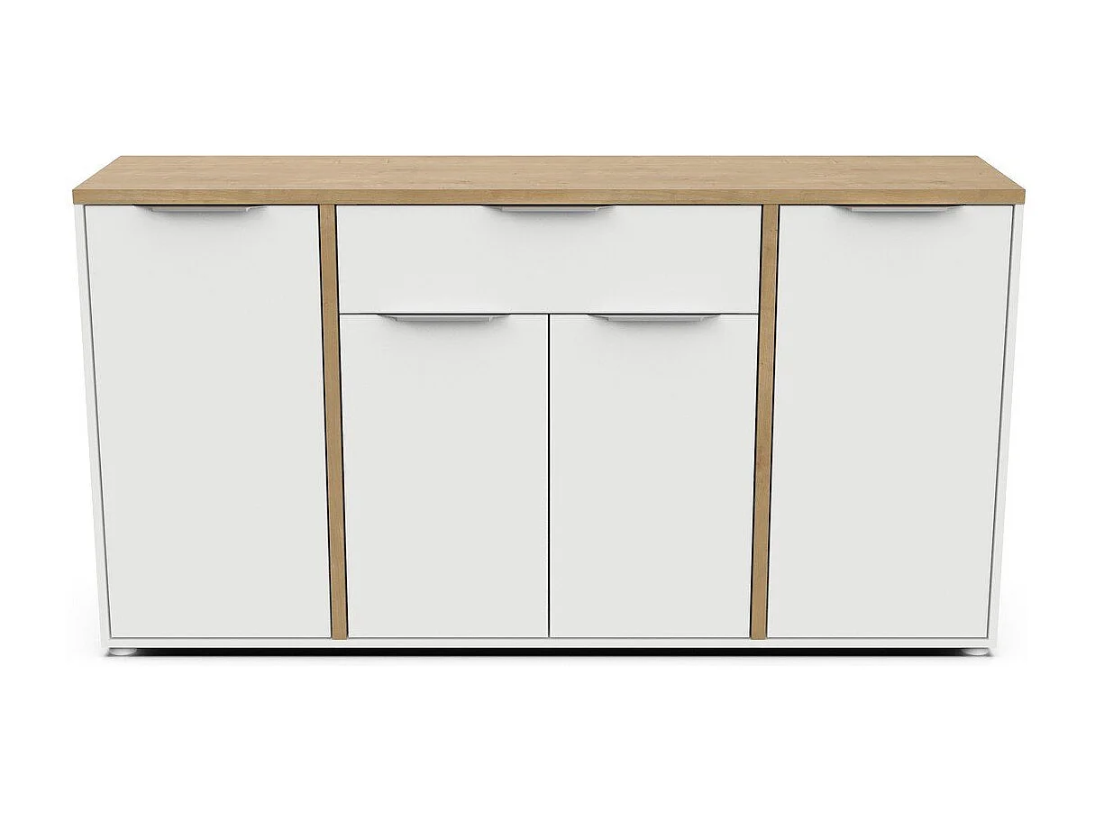 Credenza ACCESS 4 ante + 1 cassetto Rovere Hamilton e Bianco 160,7 x 39,6 x 85,6 cm