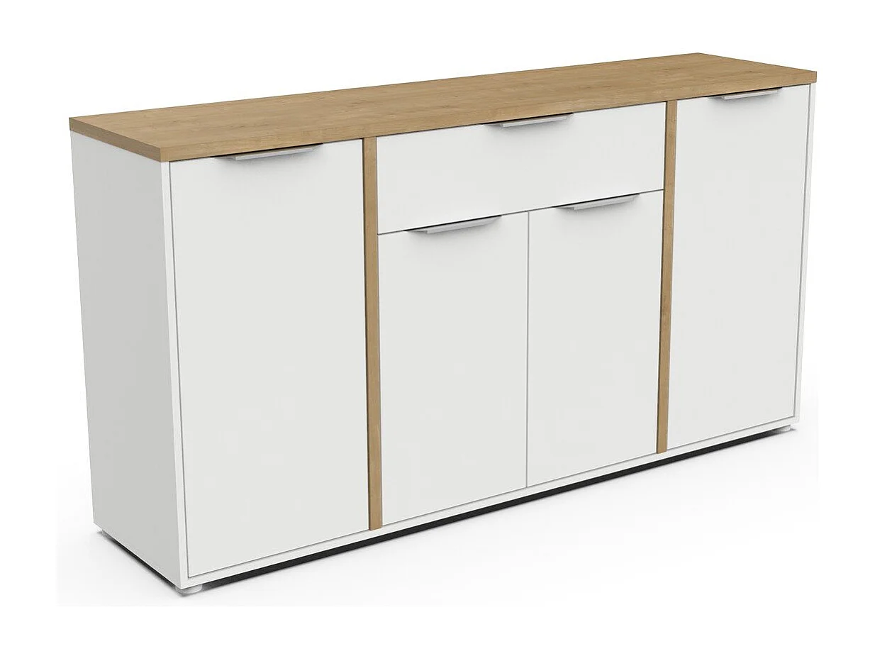 Credenza ACCESS 4 ante + 1 cassetto Rovere Hamilton e Bianco 160,7 x 39,6 x 85,6 cm