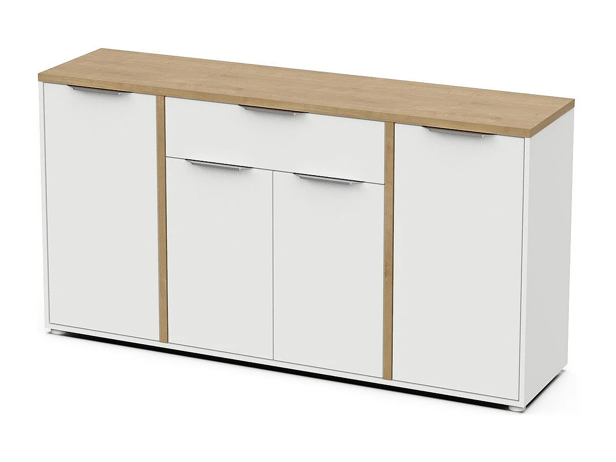 Credenza ACCESS 4 ante + 1 cassetto Rovere Hamilton e Bianco 160,7 x 39,6 x 85,6 cm