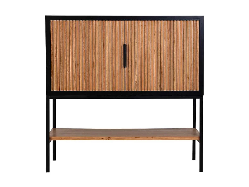 Aparador 2 portas madeira e metal 100x40x100h cm