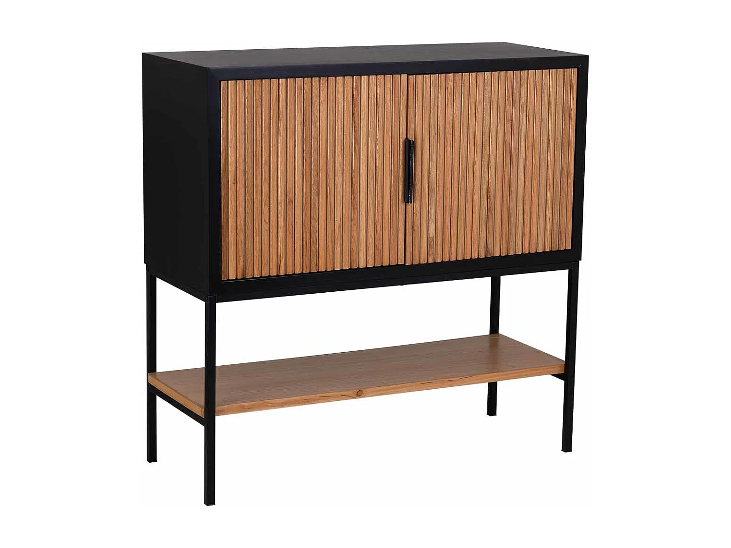 Aparador 2 portas madeira e metal 100x40x100h cm