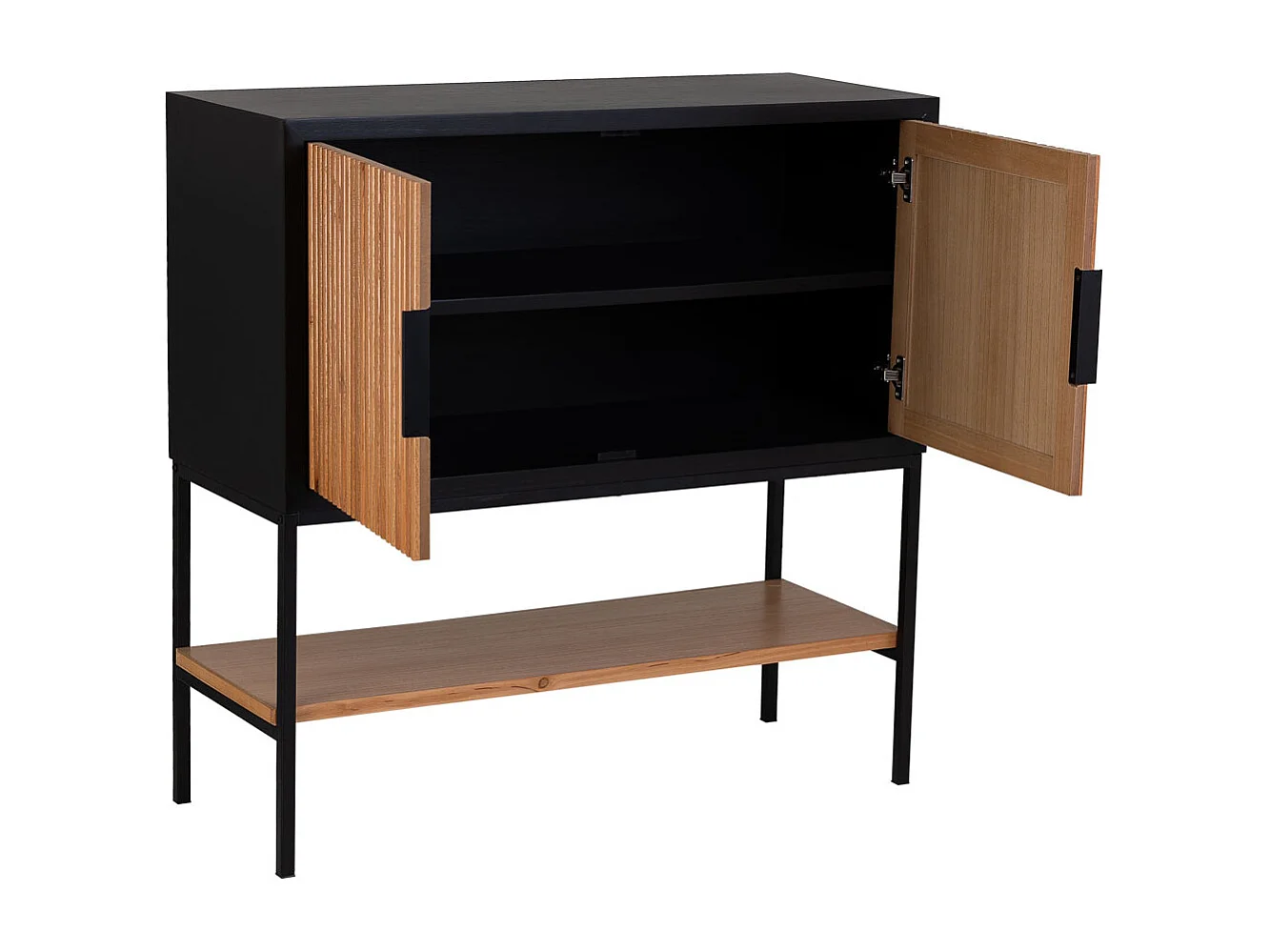 Aparador 2 portas madeira e metal 100x40x100h cm