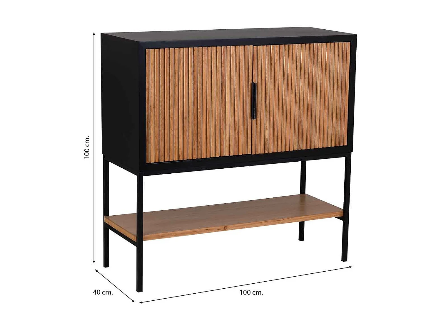 Buffet 2 portes bois et métal 100x40x100h cm
