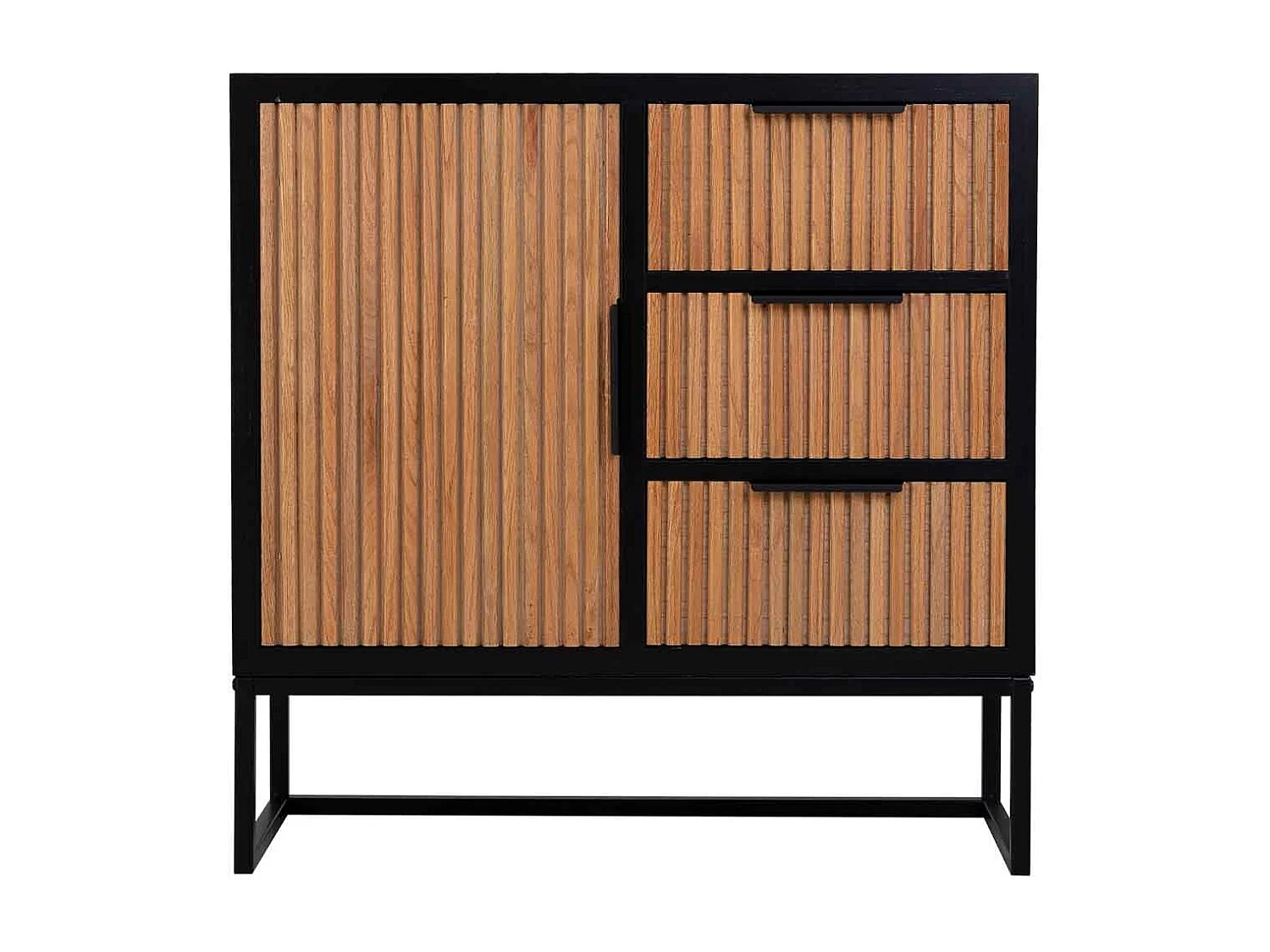 Buffet avec 1 porte et 3 tiroirs en bois et métal 80x34x80h cm